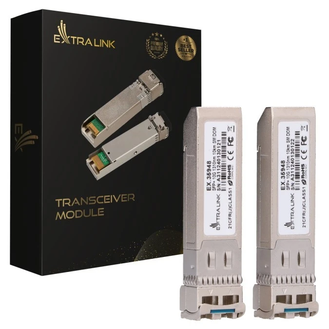 Moduł SFP+ 10Gbps, LC/UPC, 1310nm, 10km, single mode, DOM, dedykowany dla HP/ARUBA Extralink SFP+ 10G 2‑pack - obrazek 1