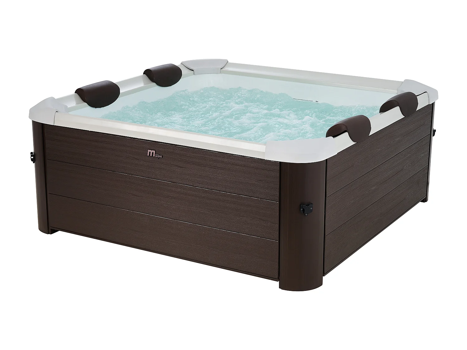 6-osobowe półsztywne brązowe spa z akcesoriami – 120 dysz – dł. 160 x szer. 160 x wys. 65 cm – MAKEMO 522623