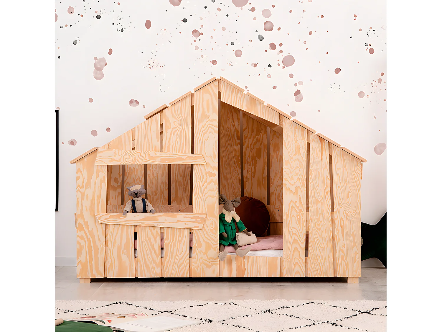 Łóżko dziecięce domek FRED 90x200 sosna 996889 - obrazek 1