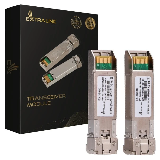 Moduł SFP+ 10Gbps, LC/UPC, 1310nm, 10km, single mode, DOM Extralink SFP+ 10G 2‑pack - obrazek 1