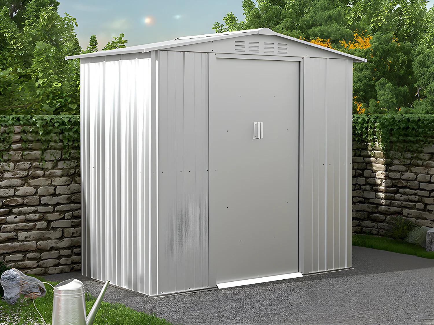 Wiata ogrodowa ze stali galwanizowanej LINUS w kolorze szarym – 2,36 m² 123915