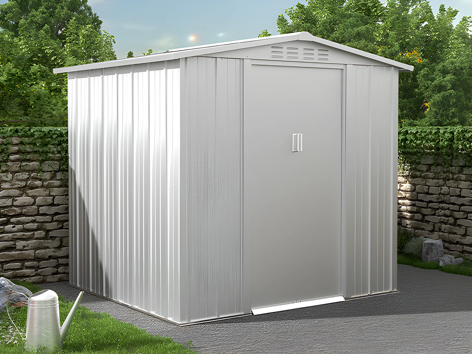 Wiata ogrodowa LINUS ze stali galwanizowanej w kolorze szarym – 3,73 m² 132231
