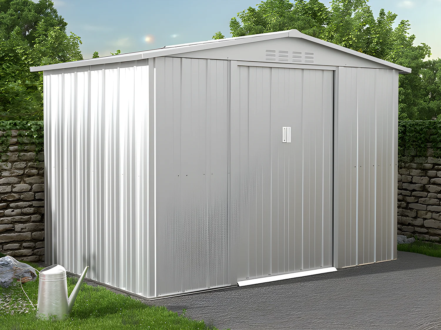 Wiata ogrodowa LINUS ze stali galwanizowanej w kolorze szarym – 4,91 m² 123919