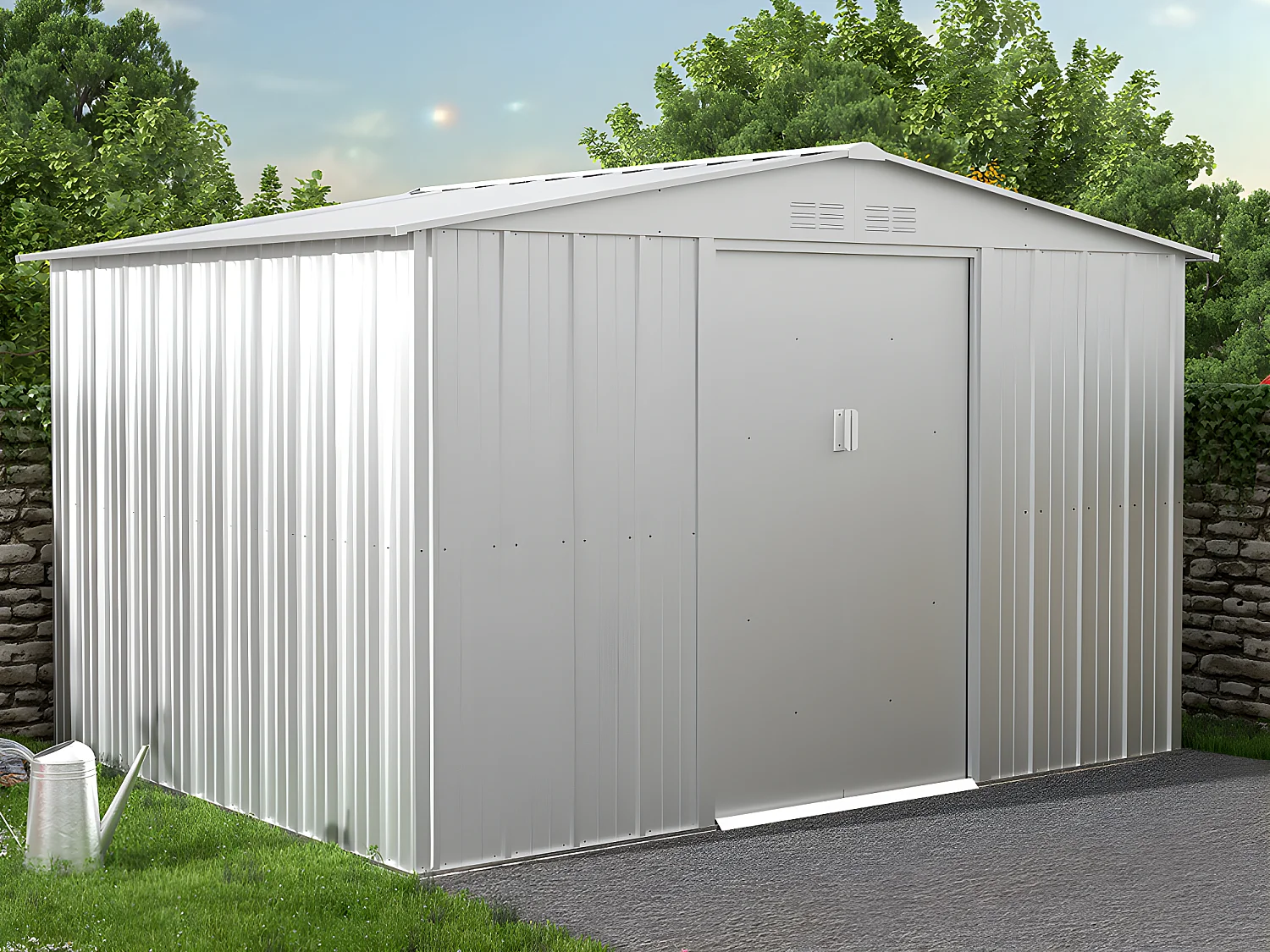 Wiata ogrodowa ze stali galwanizowanej LINUS w kolorze szarym – 7,82 m² 123917