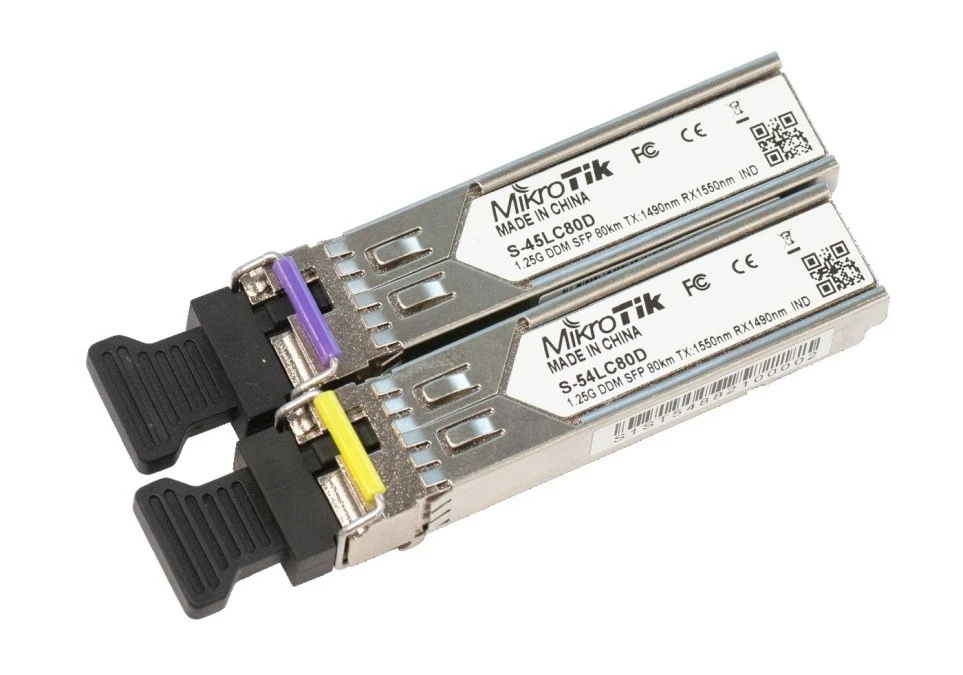 Moduł SFP 1,25Gb/s, LC, 80km, Jednomodowy, Para (T1490nm/R1550nm) + (T1550nm/R1490nm) MikroTik S‑4554LC80D