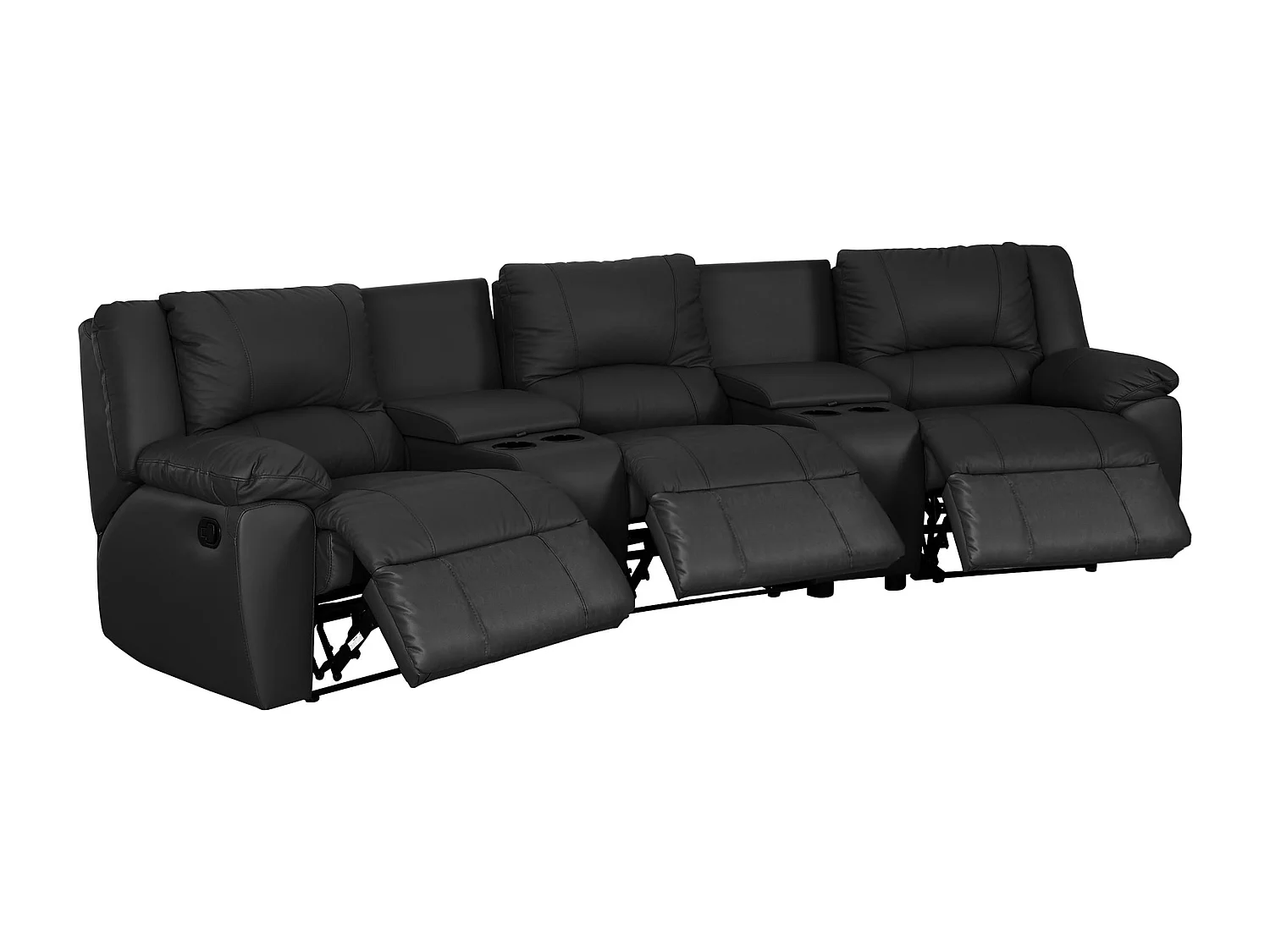 Kanapa 3-osobowa skórzana z funkcją relax AROMA – Czarny 77665