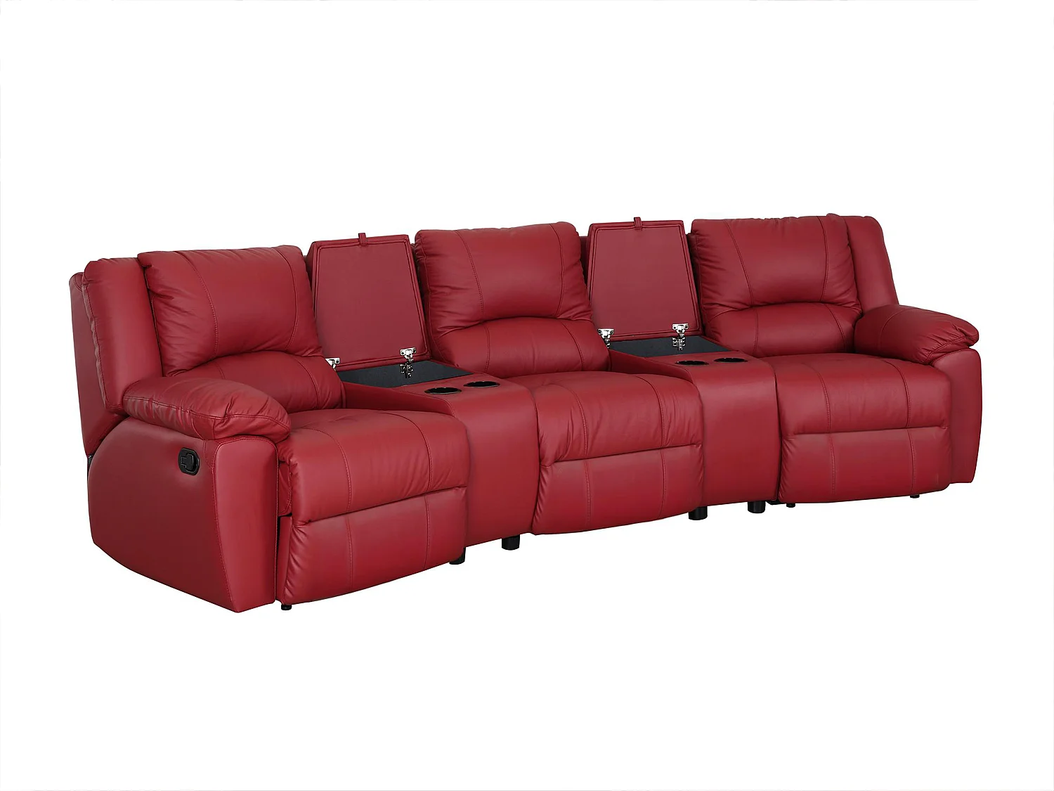 Kanapa 3-osobowa skórzana z funkcją relax AROMA - Czerwony 77667 - obrazek 1