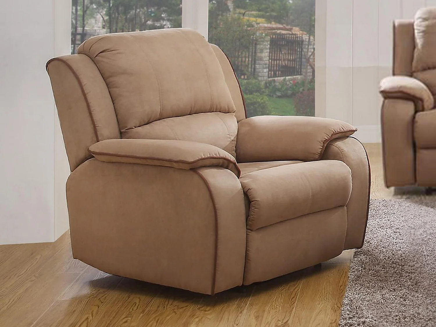 Fotel z funkcją relax z mikrofibry HERNANI - Taupe 65936 - obrazek 1