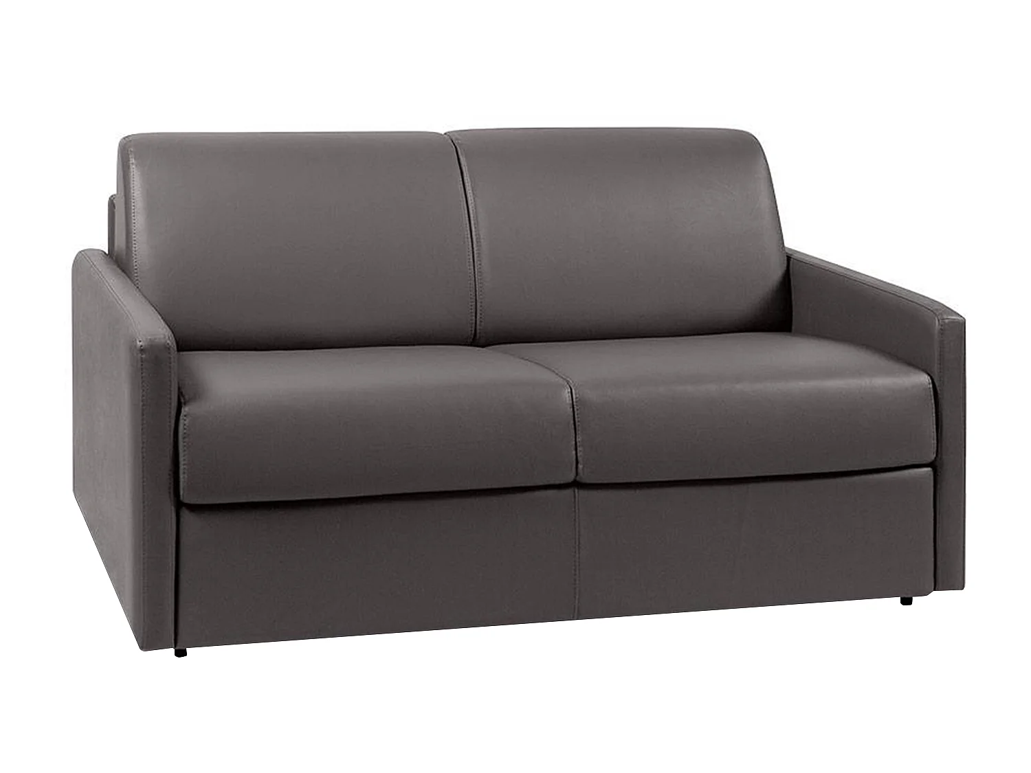 Kanapa 2-osobowa z ekspresowym mechanizmem rozkładania z ekoskóry CALIFE - Kolor: szary - Miejsce do spania: 120 cm - Materac 22 cm z pamięcią kształtu 96087 - obrazek 1