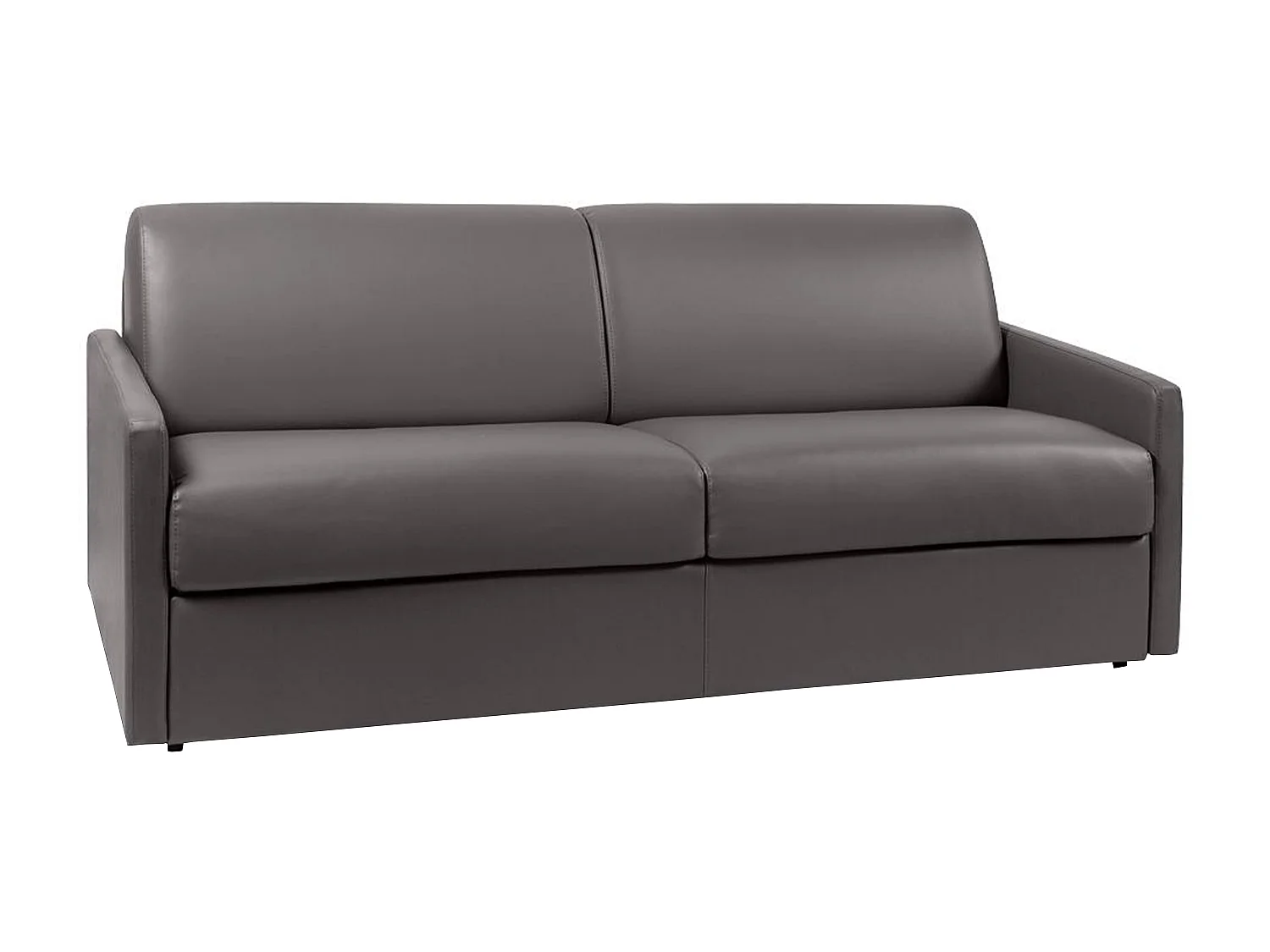 Kanapa 4-osobowa z ekspresowym mechanizmem rozkładania z ekoskóry CALIFE - Kolor: szary - Wymiary miejsca do spania: 160 cm - Materac 18 cm 96085 - obrazek 1