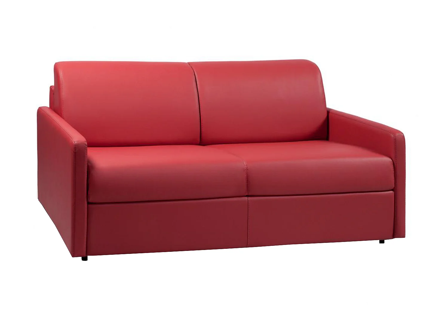 Kanapa 3-osobowa z ekspresowym mechanizmem rozkładania z ekoskóry CALIFE - Kolor: czerwony - Wymiary miejsca do spania: 140 cm - Materac 22 cm z pamięcią kształtu 96101 - obrazek 1