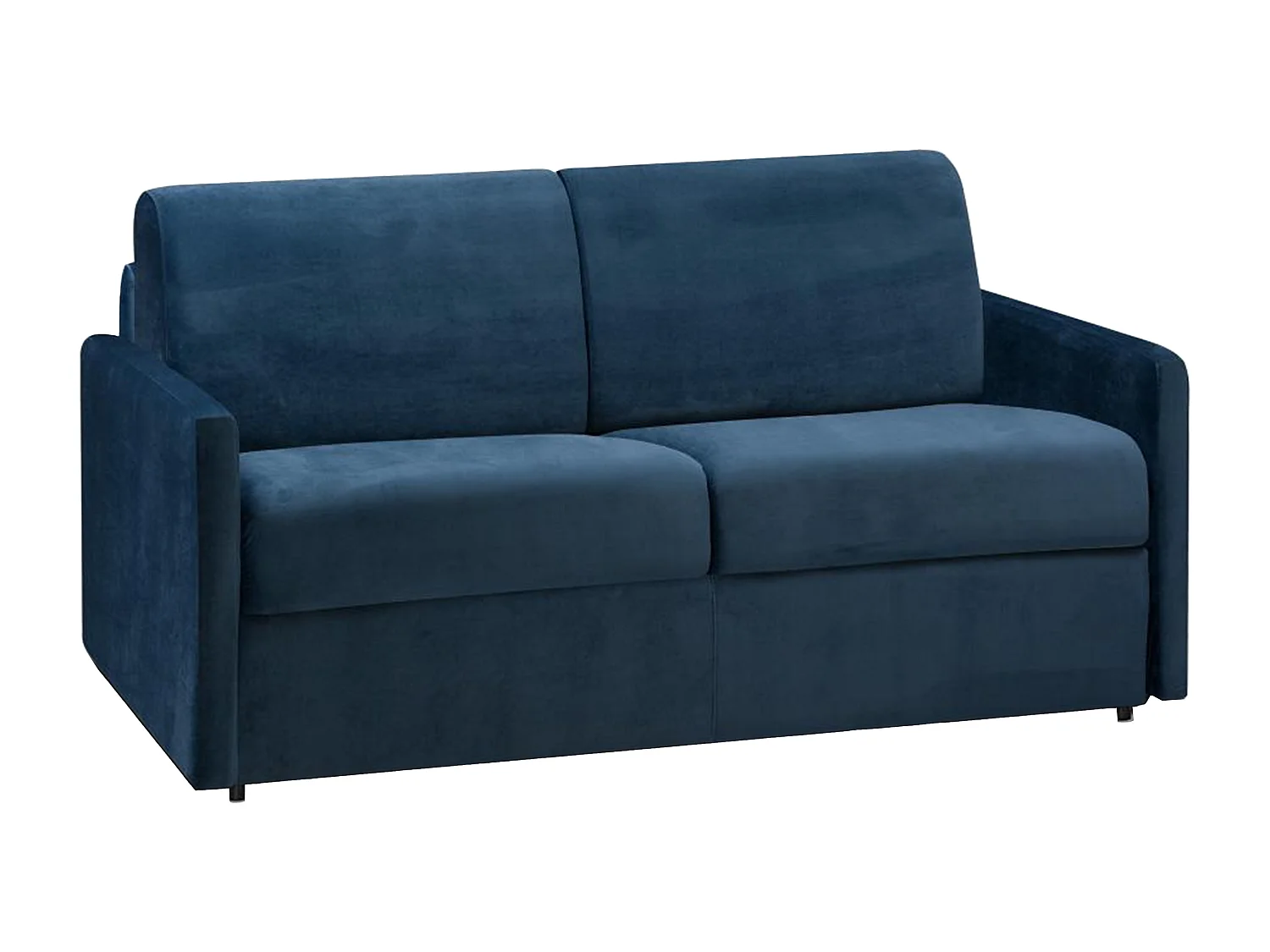 Kanapa 2-osobowa rozkładana z weluru CALIFE - Kolor granatowy - Łóżko 120 cm - Materac 22 cm z pamięcią kształtu 106099 - obrazek 1