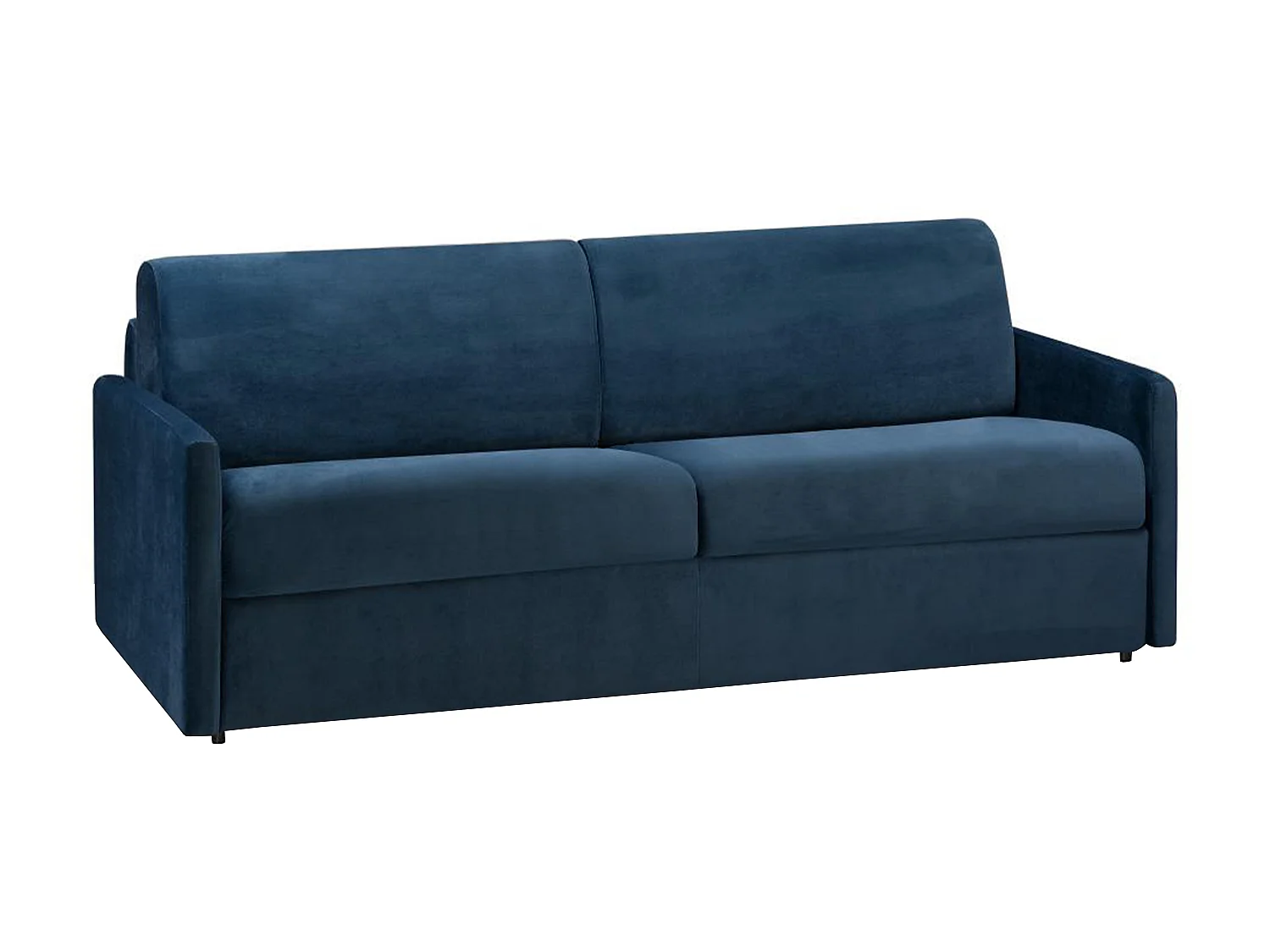 Kanapa 4-osobowa rozkładana z weluru CALIFE – Kolor granatowy – Łóżko 160 cm – Materac 22 cm z pamięcią kształtu 106181