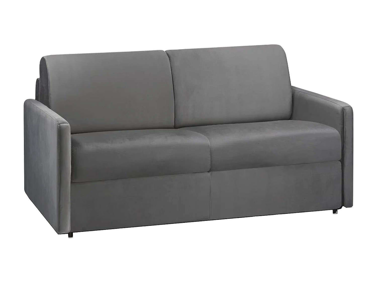 Kanapa 2-osobowa rozkładana z weluru CALIFE - Kolor antracytowy - Łóżko 120 cm - Materac 22 cm z pamięcią kształtu 106105 - obrazek 1