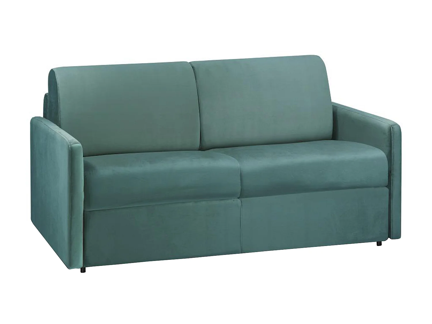 Kanapa 2-osobowa rozkładana z weluru CALIFE - Kolor miętowy - Łóżko 120 cm - Materac 22 cm z pamięcią kształtu 106101 - obrazek 1