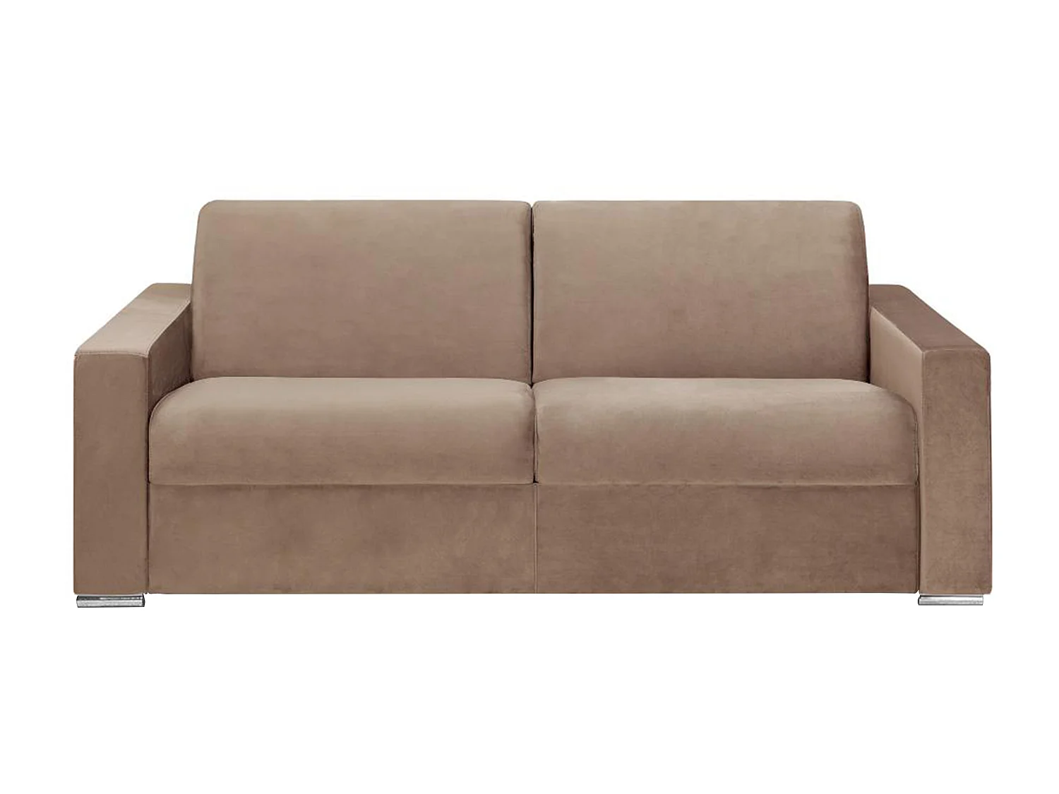 Kanapa 4-osobowa rozkładana z weluru CALITO - Kolor beżowy - Łóżko 160 cm - Materac 22 cm 137789 - obrazek 1