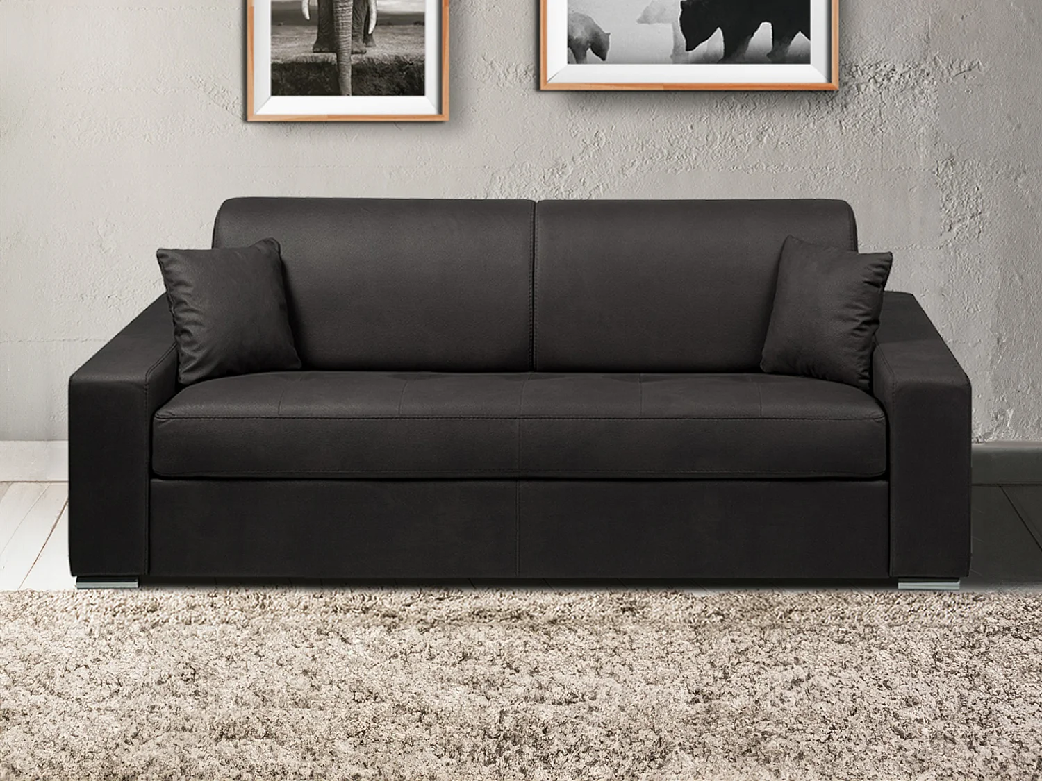 Kanapa 4-osobowa z ekspresowym mechanizmem rozkładania z tkaniny EMIR - Kolor: antracytowy - Miejsce do spania: 160 cm - Materac 14 cm 96761 - obrazek 1