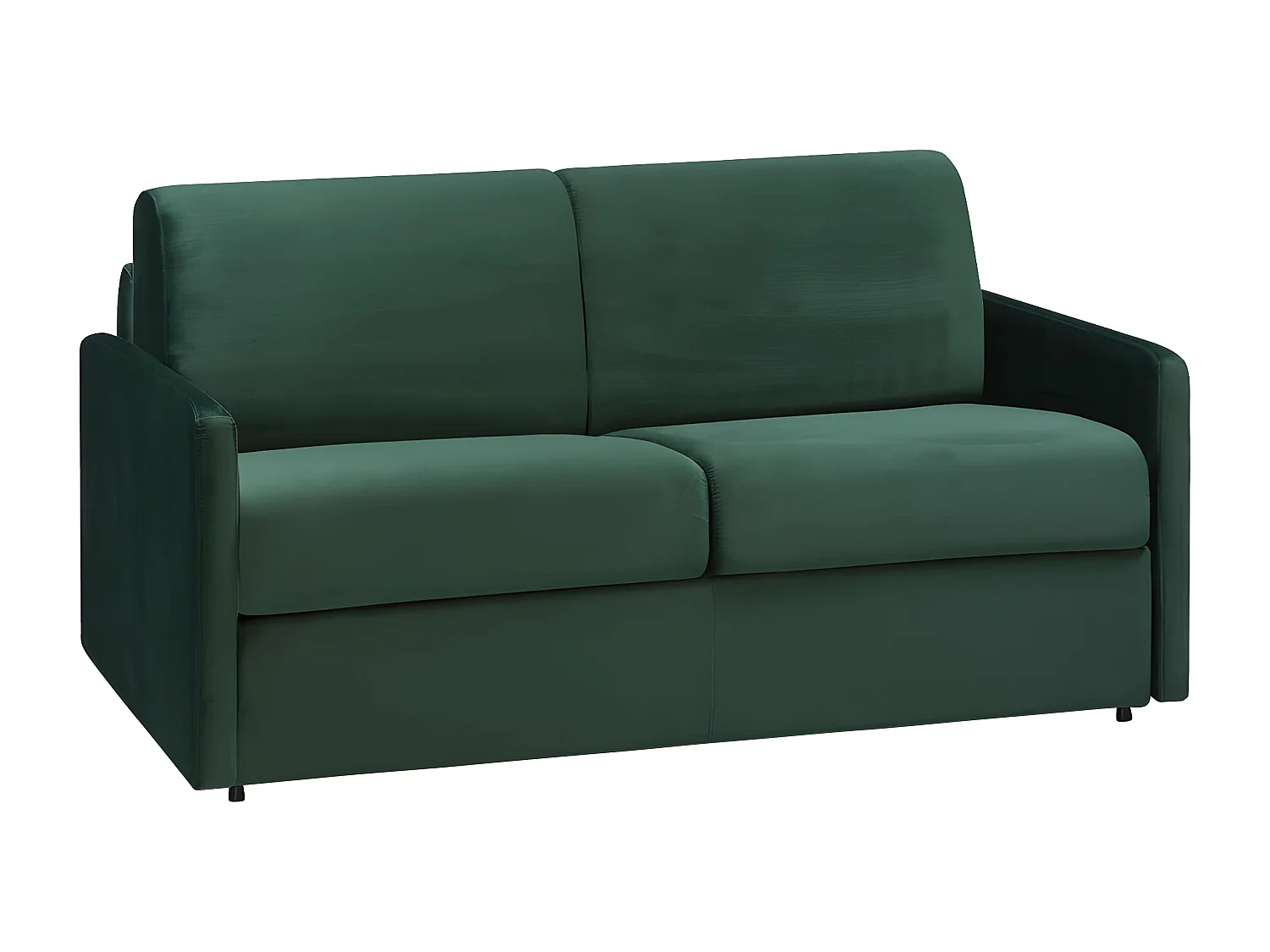 Kanapa 2-osobowa rozkładana z weluru CALIFE - Kolor zielony - Łóżko 120 cm - Materac 22 cm z pamięcią kształtu 106097 - obrazek 1