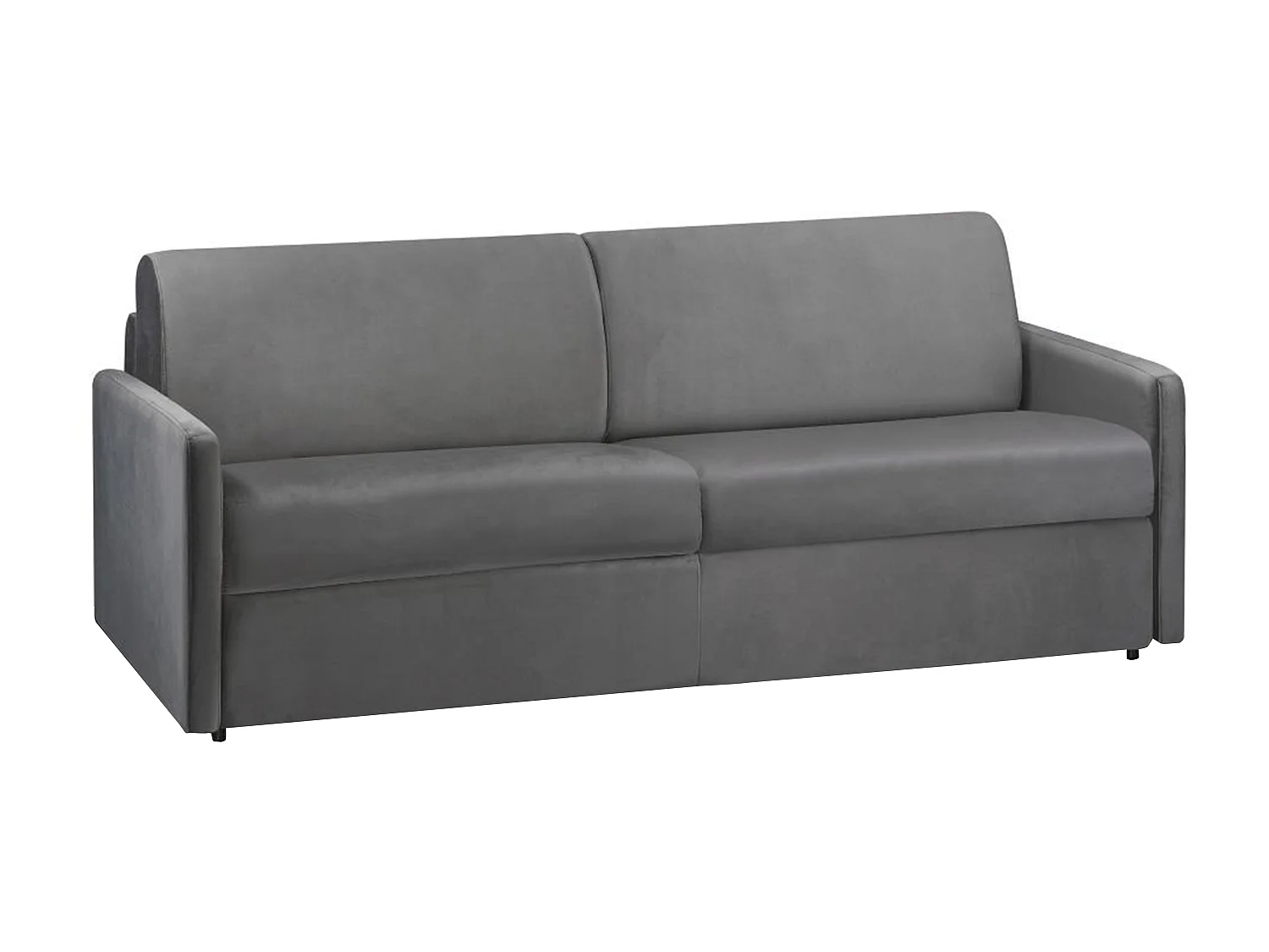 Kanapa 4-osobowa rozkładana z weluru CALIFE – Kolor antracytowy – Łóżko 160 cm – Materac 14 cm 106159