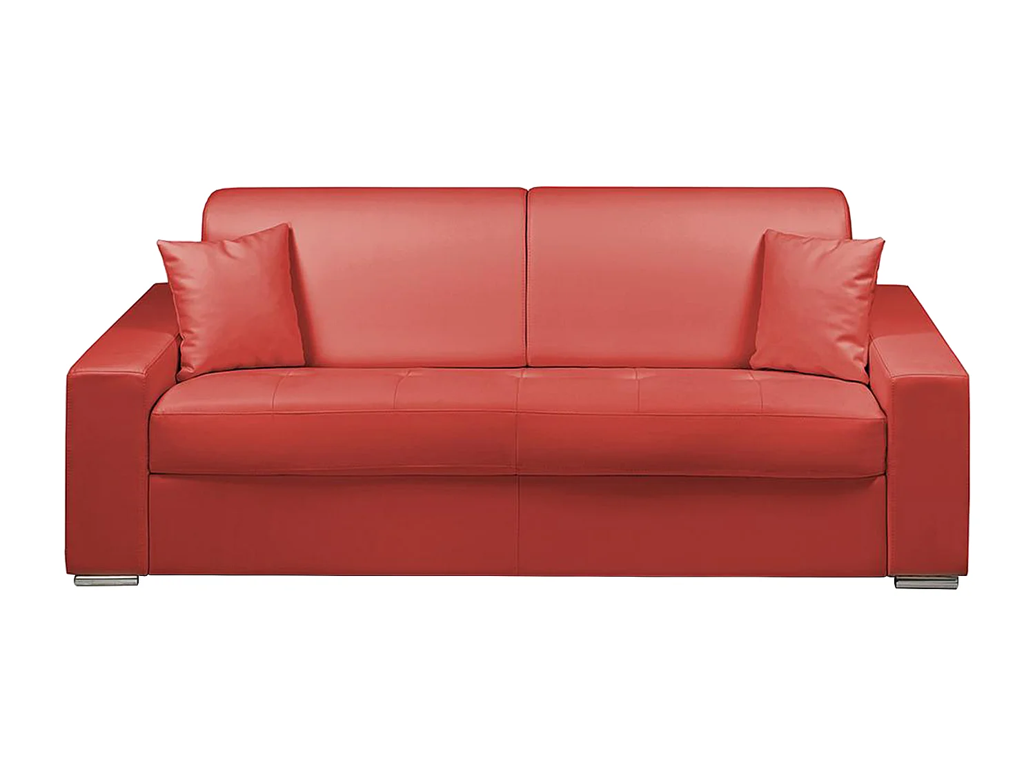 Kanapa 4-osobowa z ekspresowym mechanizmem rozkładania z ekoskóry EMIR - Kolor: czerwony - Miejsce do spania: 160 cm - Materac 22 cm z pamięcią kształtu 96719 - obrazek 1