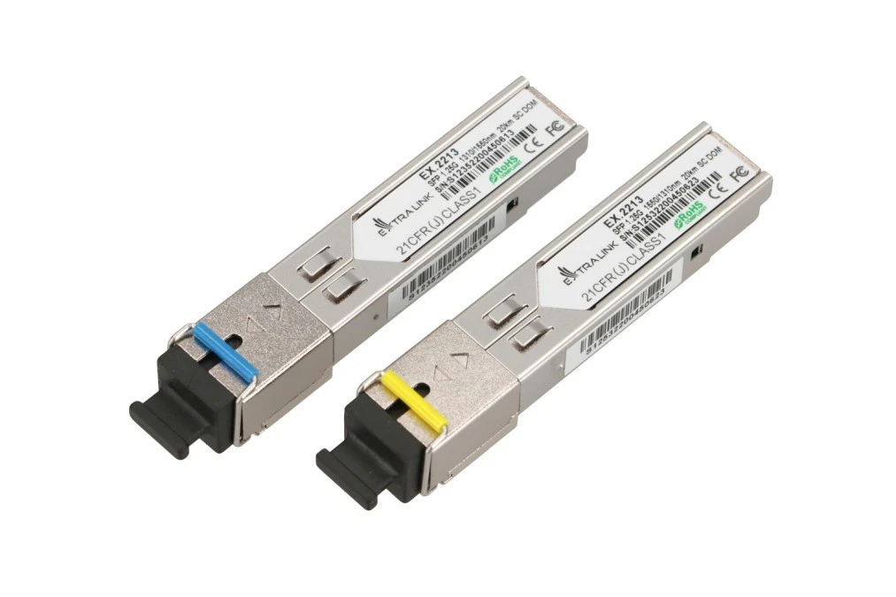 Moduł SFP WDM 1,25Gbps, 1310/1550nm, single mode, 20km, SC, DOM, para Extralink SFP 1.25G - obrazek 1