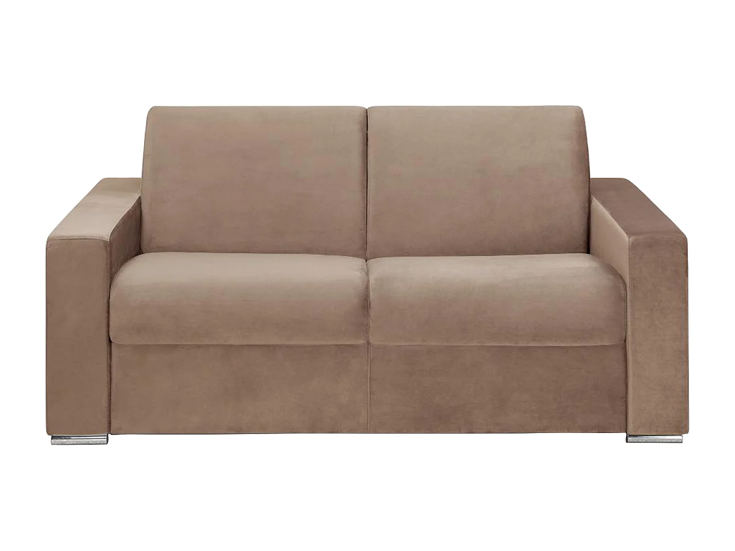 Kanapa 2-osobowa rozkładana z weluru CALITO - Kolor beżowy - Łóżko 120 cm - Materac 18 cm 105953 - obrazek 1