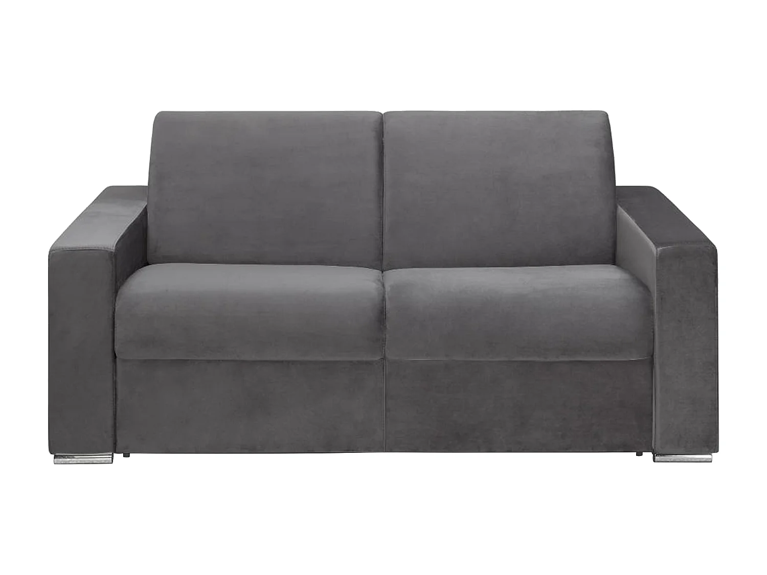 Kanapa 2-osobowa rozkładana z weluru CALITO - Kolor antracytowy - Łóżko 120 cm - Materac 18 cm 105965 - obrazek 1
