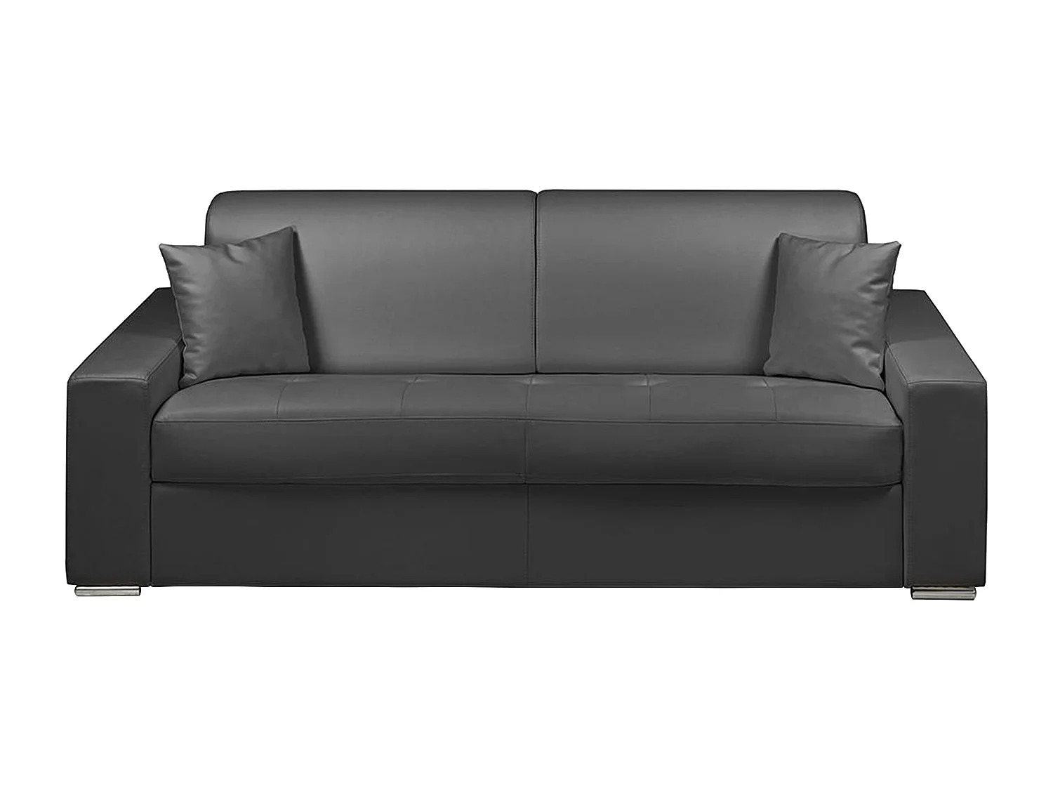 Kanapa 4-osobowa z ekspresowym mechanizmem rozkładania z ekoskóry EMIR - Kolor: czarny - Miejsce do spania: 160 cm - Materac 22 cm z pamięcią kształtu 96649 - obrazek 1
