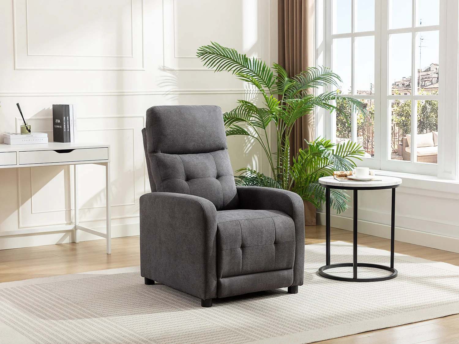 Fotel z funkcją relax tapicerowany antracytowy – JARAMILO 1694737 - obrazek 1