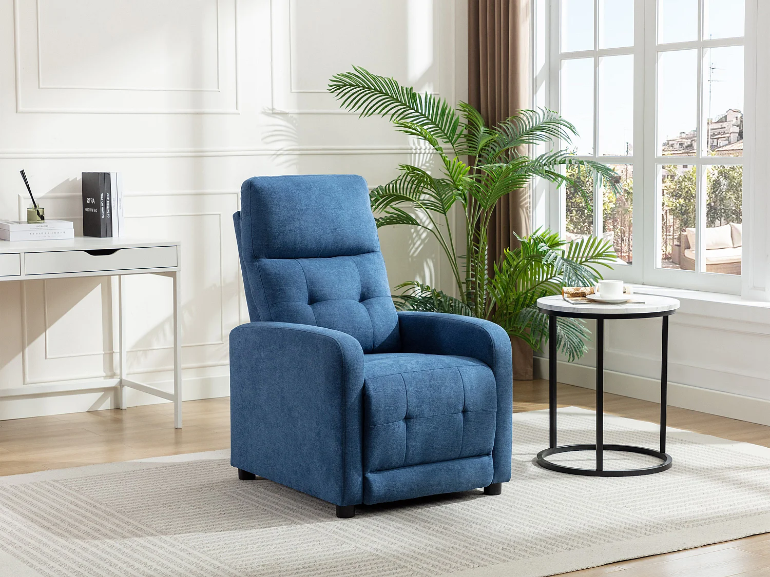 Fotel z funkcją relax tapicerowany niebieski – JARAMILO 1694739 - obrazek 1