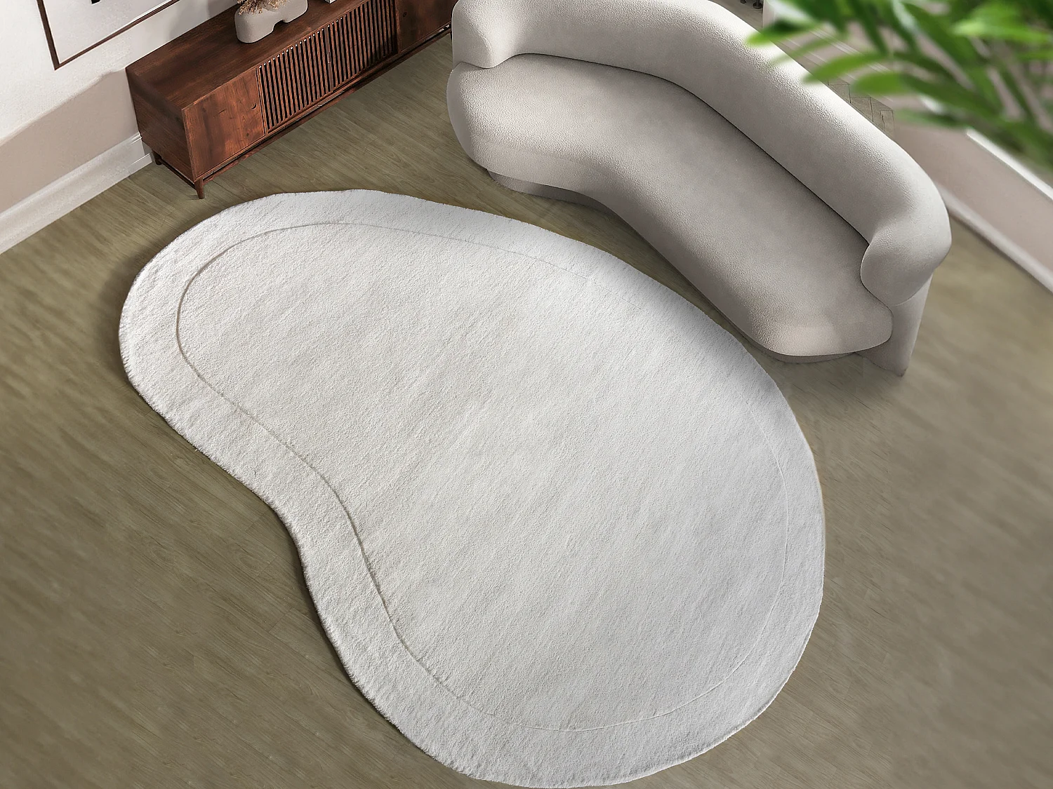 Dywan organiczny ręcznie tkany 100% wełny - 200 x 300 cm - 2200g/m2 - Kremowy - WILLOW 1721715 - obrazek 1