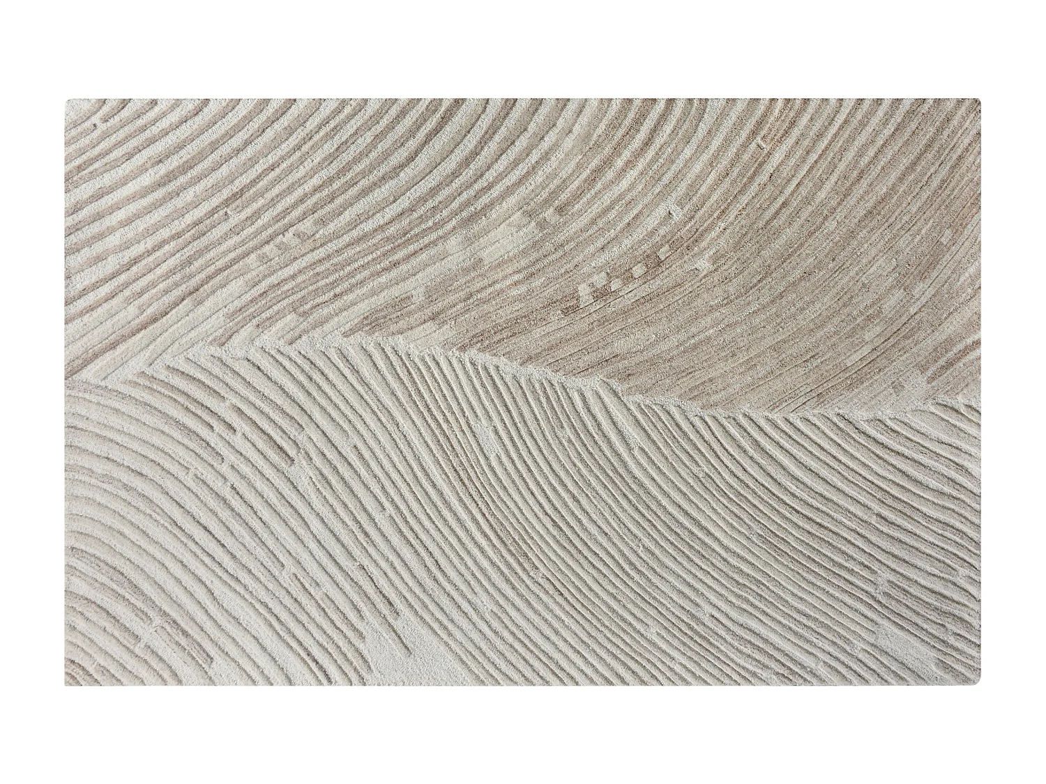 Dywan z wypukłym wzorem ręcznie tkany 100% wełny - 160 x 230 cm - 2200g/m2 - Kość słoniowa - SERAPHINA 1721967 - obrazek 1