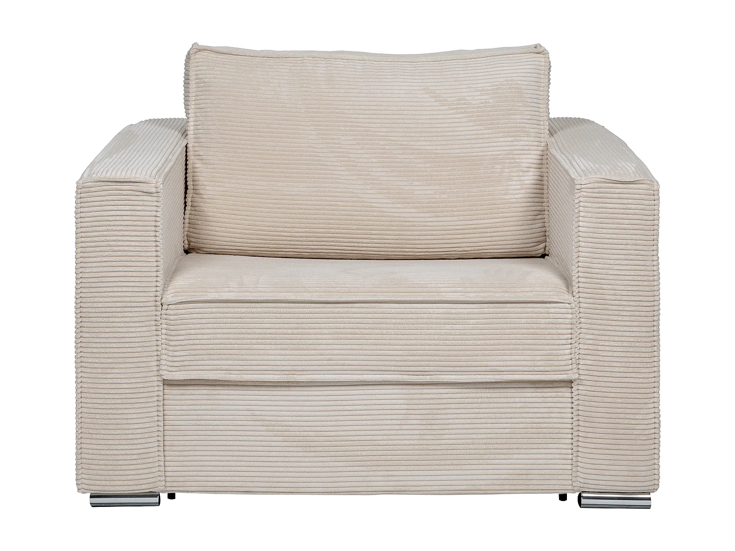 Fotel rozkładany typu express z beżowego sztruksu - Miejsce do spania 70 cm - Materac 14 cm - LORETO 3147452 - obrazek 1