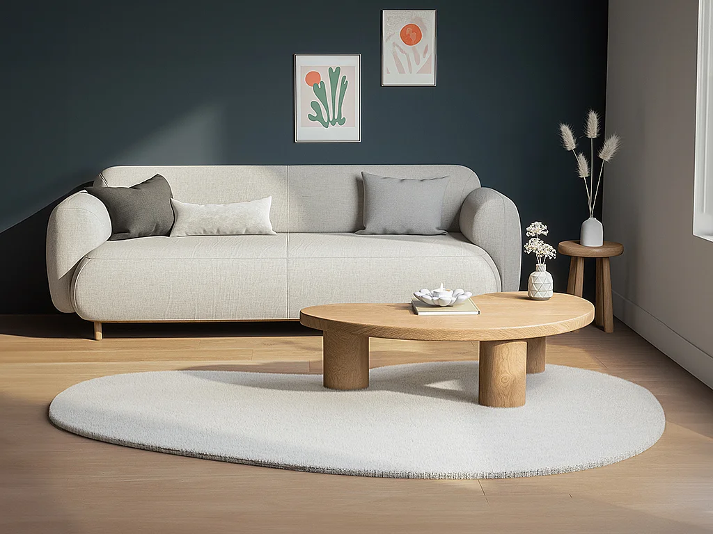 Dywan shaggy organiczny z efektem futra - 160 x 230 cm - Beżowy - GIRONA 2873428 - obrazek 1