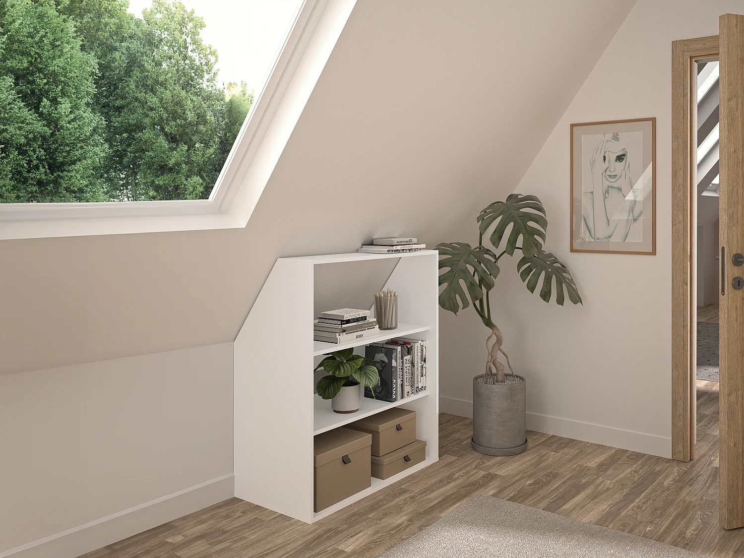 Szafka ze skosem z 2 półkami – Biały – ADEZIO 3290649