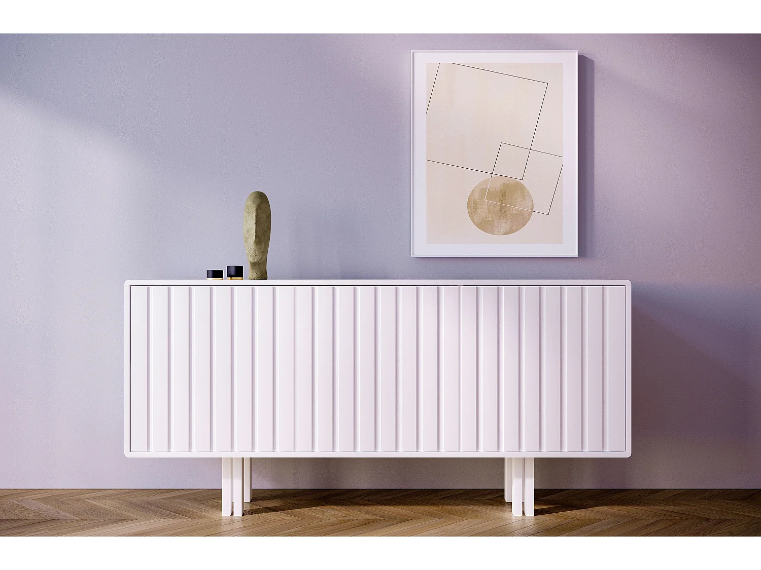 Biała komoda Skandica VIGGE z lamelami / szer.149 cm 2740261