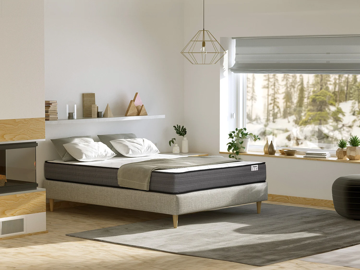 Materac 200 x 200 cm ze sprężynami kieszeniowymi grub. 20 cm – AMBRACIE marki YSMÉE 3360185