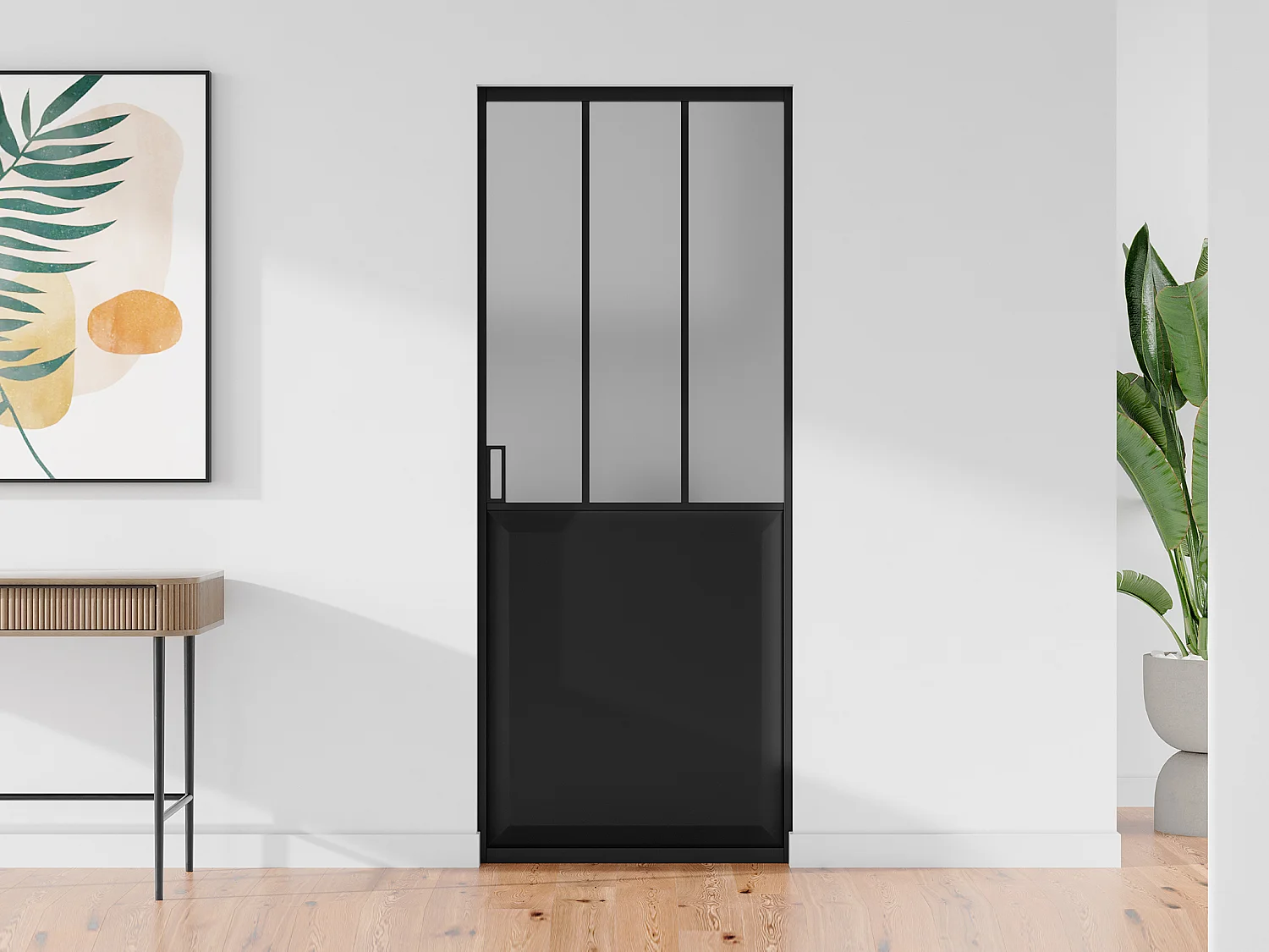 Drzwi przesuwne industrialne chowane w ścianie – Czarny i matowe szkło hartowane – wys. 205 x szer. 63 cm – ARTISTO II 3292741