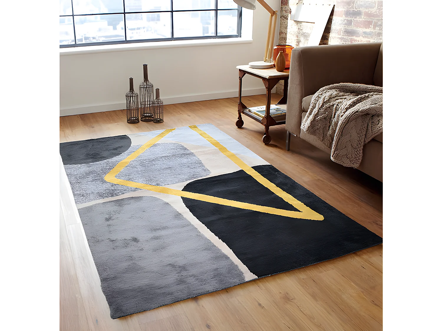 Dywan PICADILLY w nowoczesnym stylu – 160 × 230 cm – kolor szary, czarny i złoty 123349 - obrazek 1
