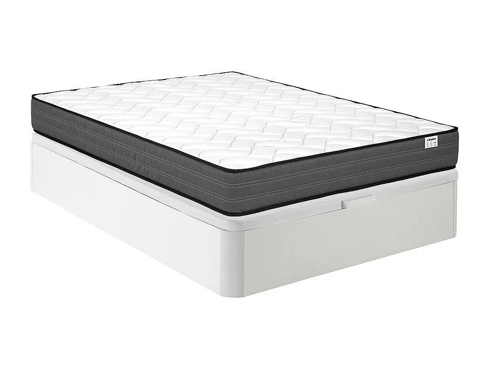 Zestaw 120 x 200 cm stelaż z białą skrzynią + materac ze sprężynami kieszeniowymi o grub. 20 cm – AMBRACIE marki YSMÉE 3708913