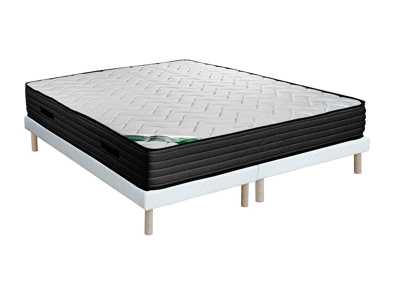 Zestaw 180 x 200 cm stelaż uniwersalny + materac piankowy z bambusowym pokrowcem grub. 25 cm – BERENDI marki NATUREA 3716994