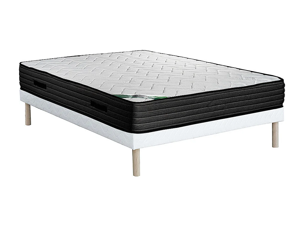 Zestaw 160 x 200 cm stelaż uniwersalny + materac piankowy z bambusowym pokrowcem o grub. 25 cm – BERENDI marki NATUREA 2683723