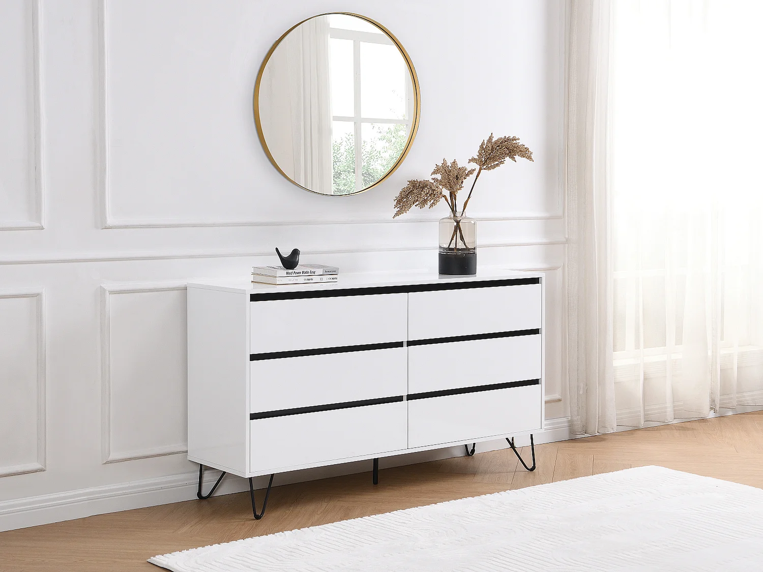 Komoda z 6 szufladami – MDF – Biały i czarny – ABUJA 1809801