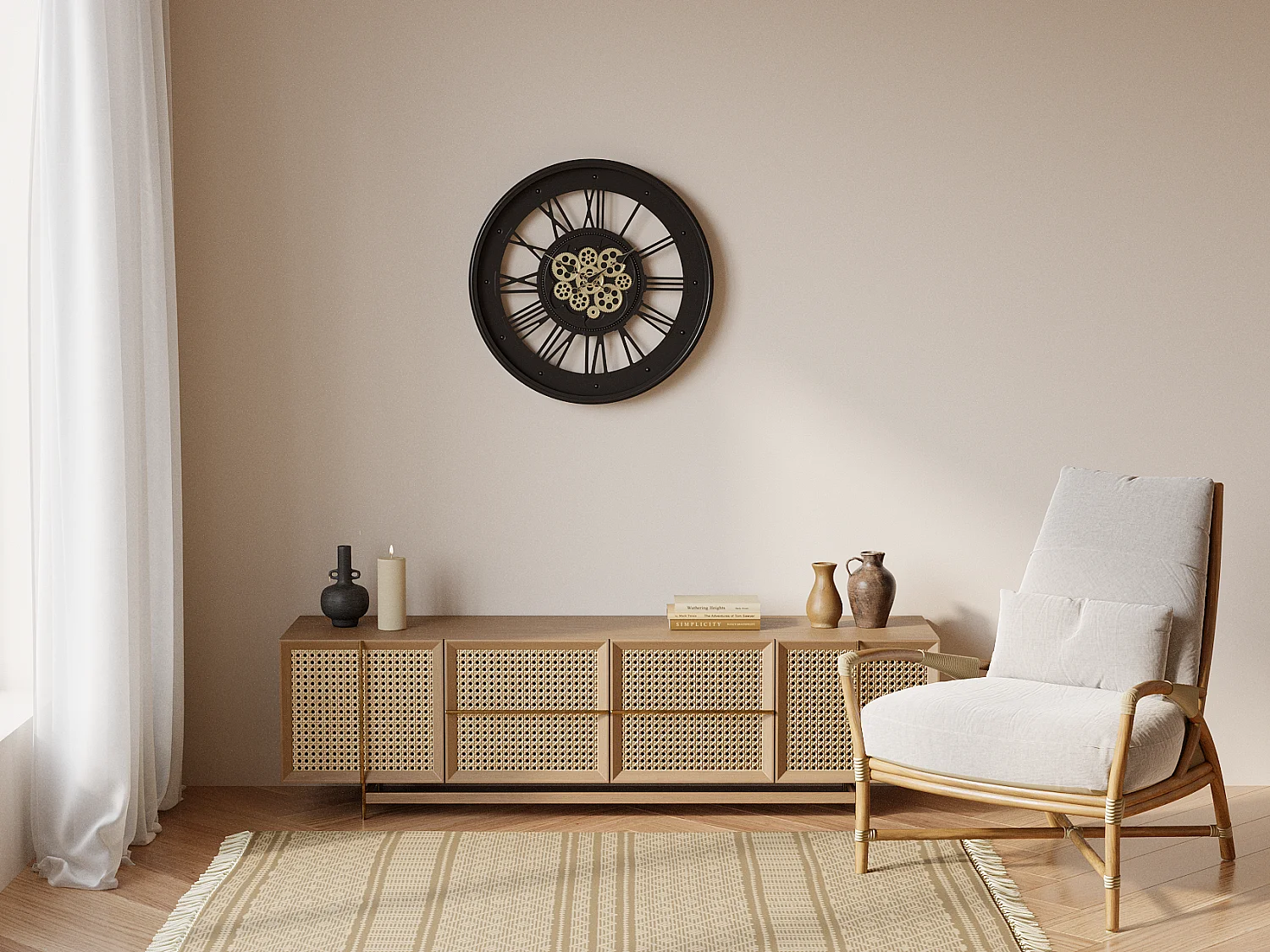 Zegar ścienny industrialny z metalu i szkła - śr. 60 cm - Antracytowy - ASTORIA 3360131 - obrazek 1