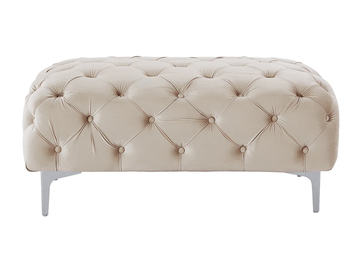 Puf chesterfield z beżowego weluru – EDWINA 3182902