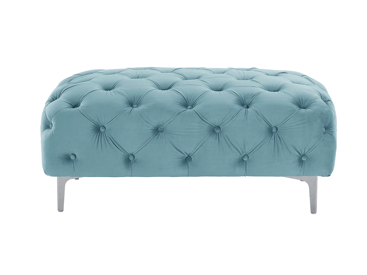 Puf chesterfield z jasnoniebieskiego weluru - EDWINA 3182901 - obrazek 1