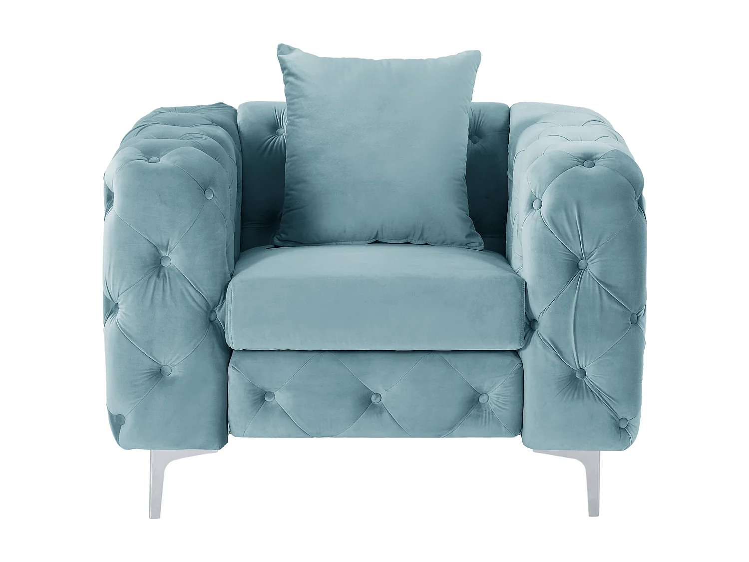 Fotel chesterfield z jasnoniebieskiego weluru – EDWINA 3182899