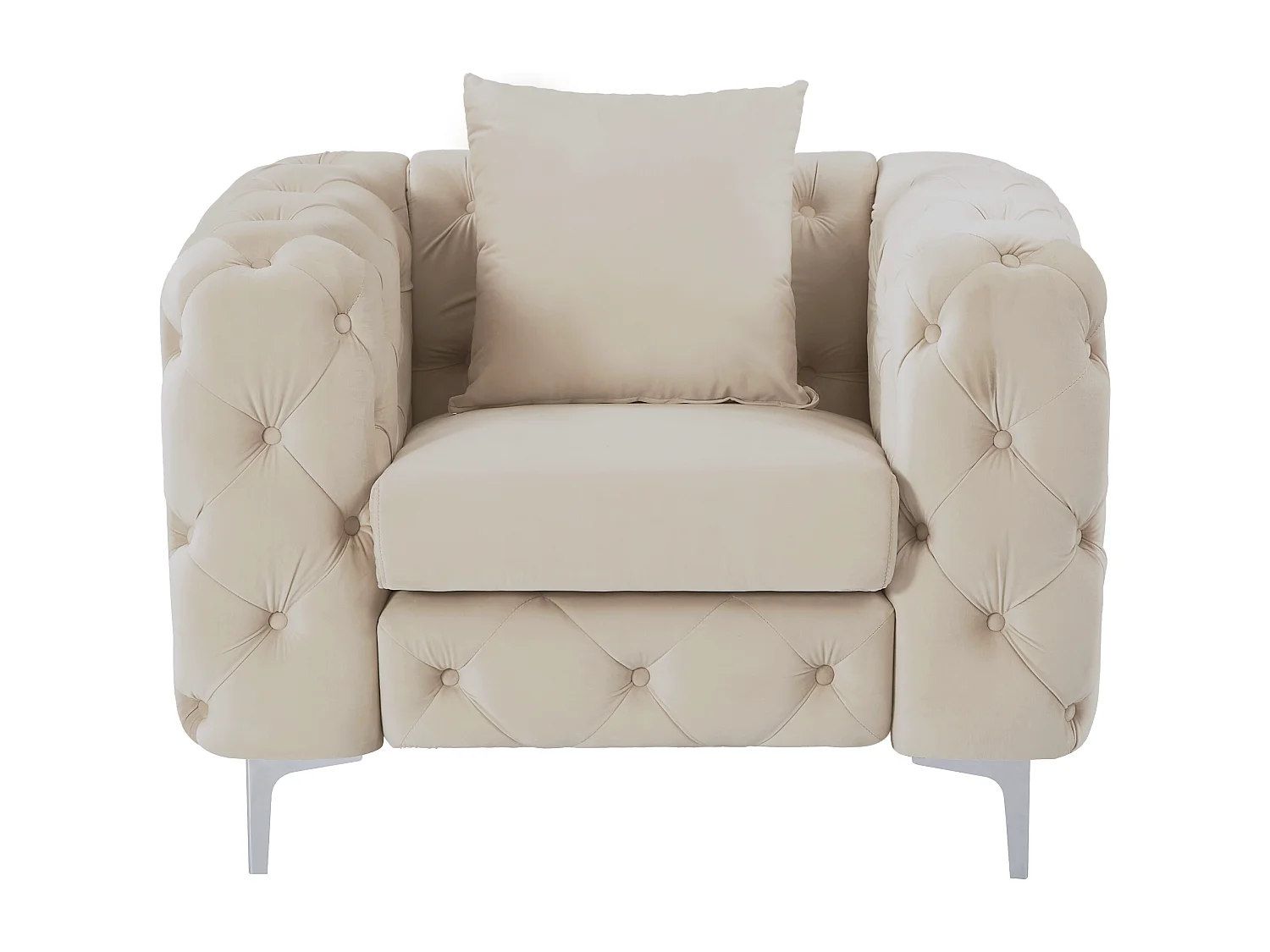 Fotel chesterfield z beżowego weluru – EDWINA 3182900