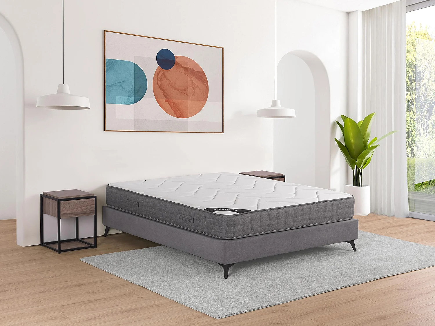 Materac 140 x 200 cm z 5-strefowymi sprężynami kieszeniowymi i pamięcią kształtu o grub. 23 cm – BABYLONE marki YSMÉE 3784027