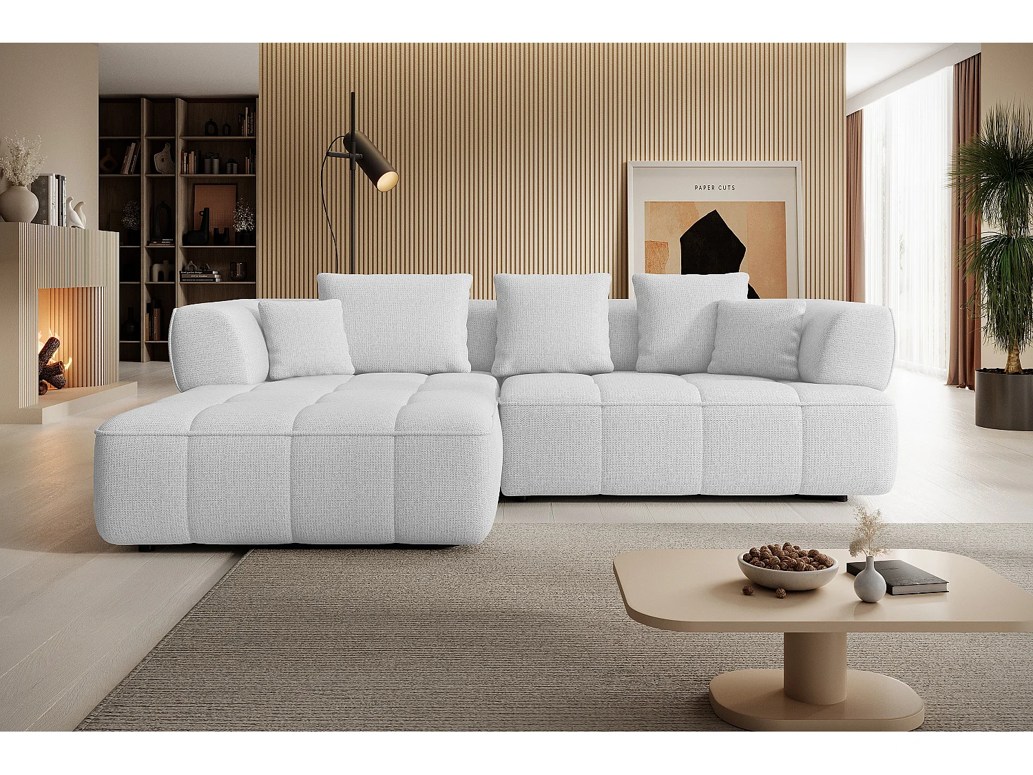 AULA, Avangarde Sofa narożna 182x285cm Elektryczna regulacja głębokości | Prawa | Biała 3784303 - obrazek 1